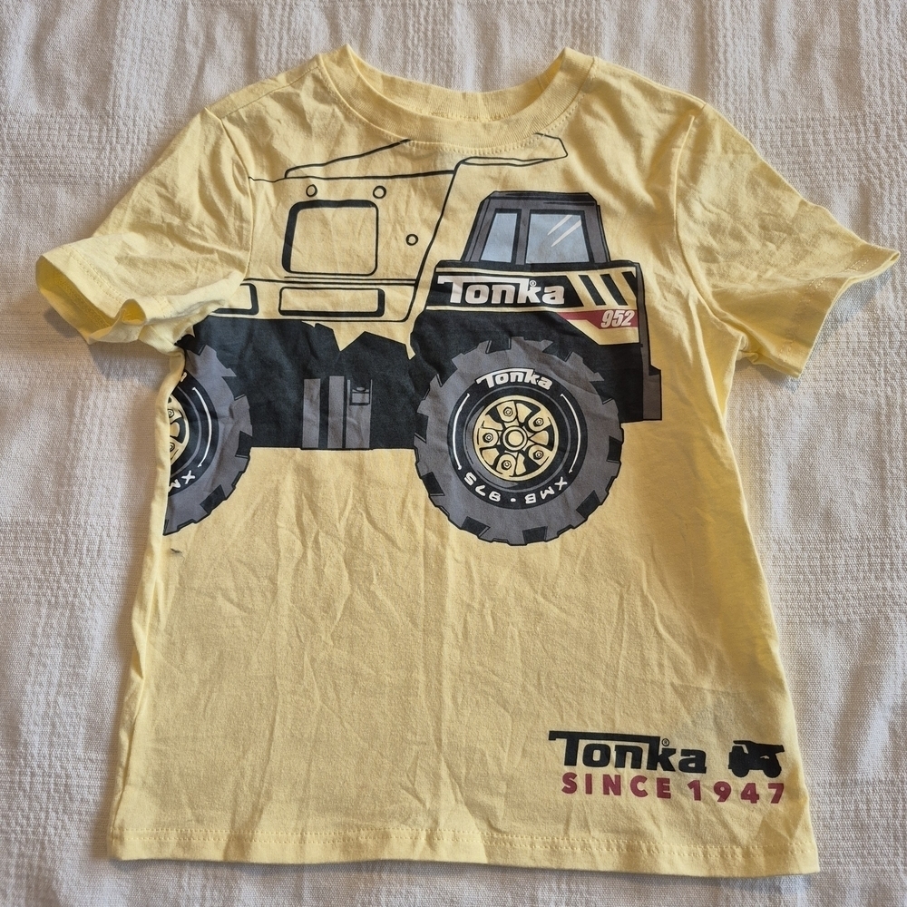 Tonka boys size 4T light yellow tractor shirt NWOT